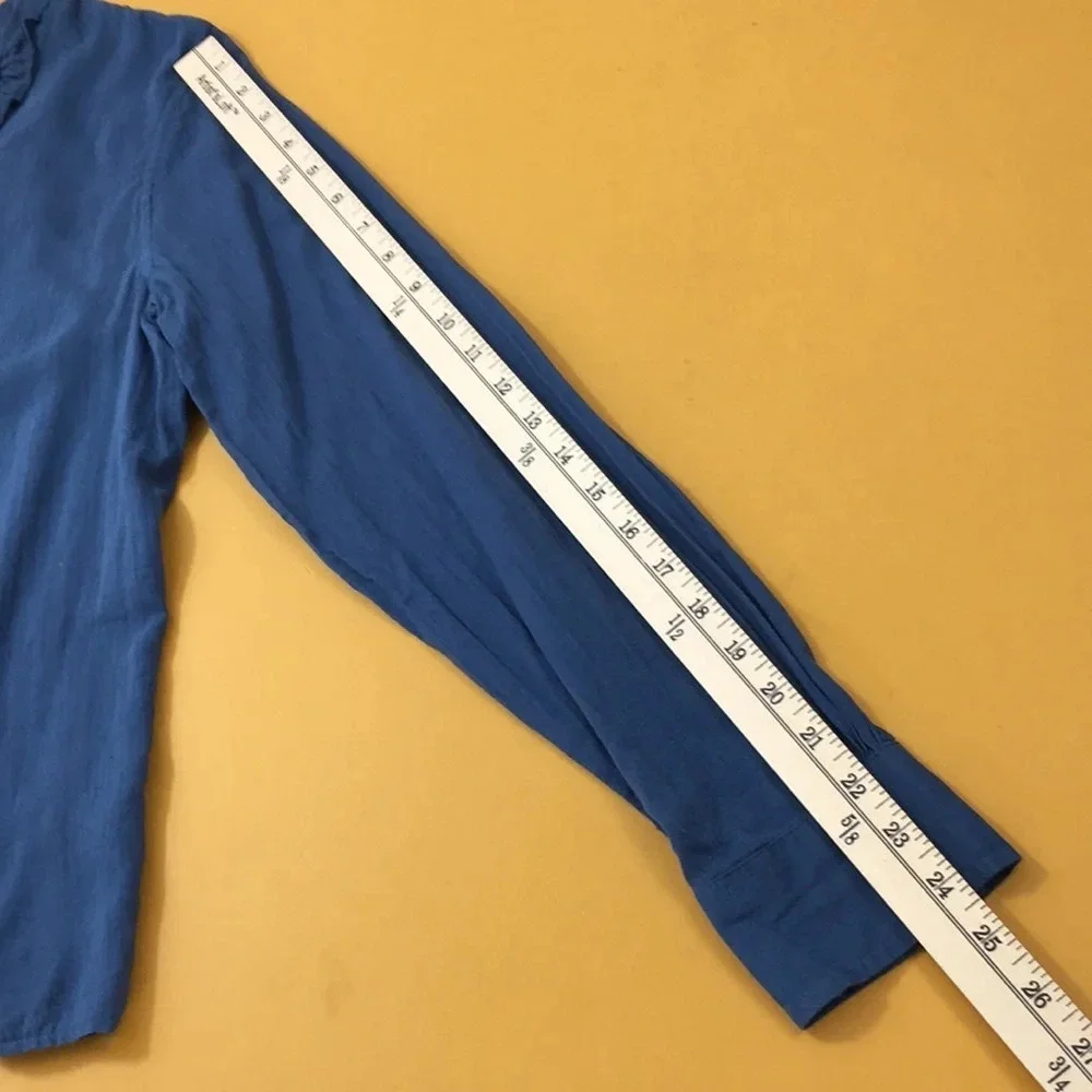Lauren Jeans Co Blue Ruffle Button Front Shirt - Picture 9 of 9